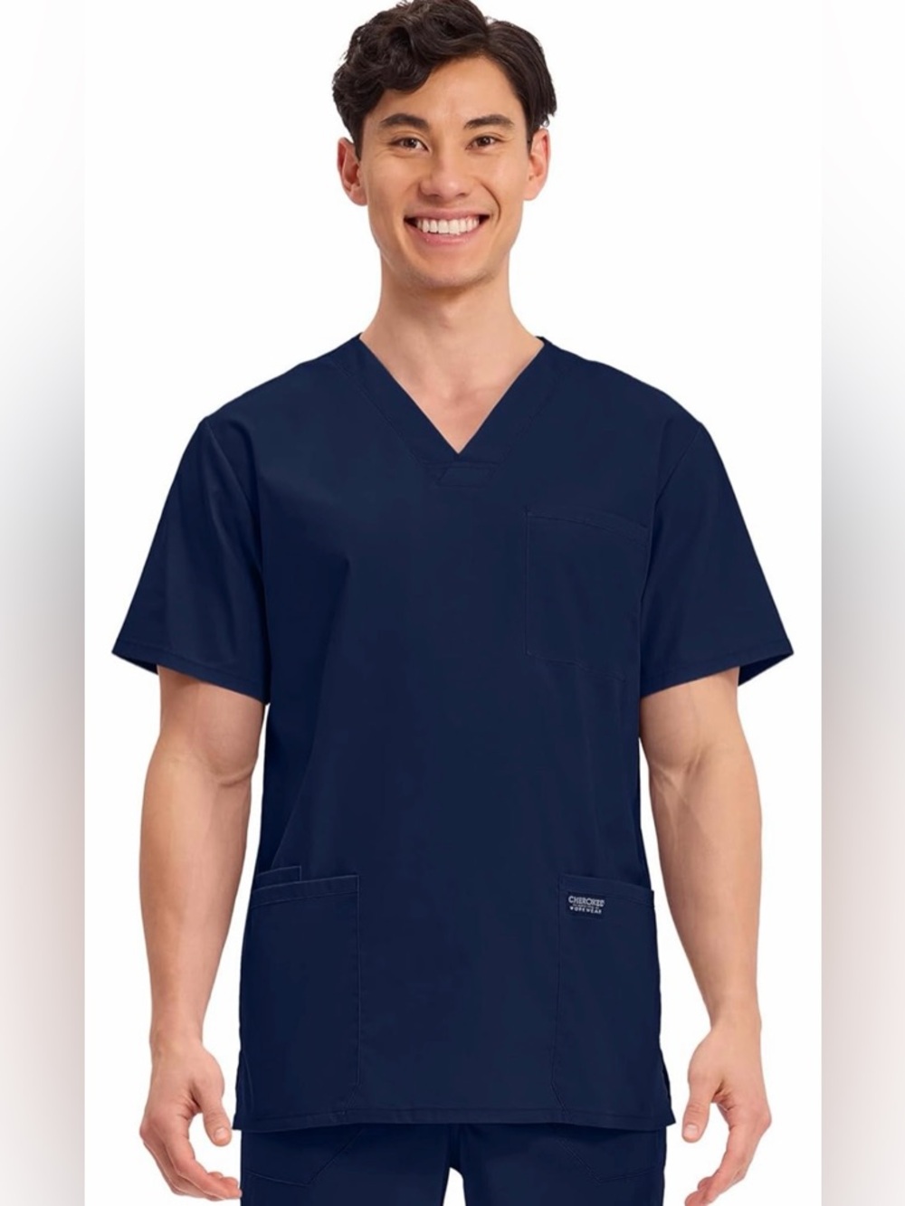 Cherokee Navy Blue V-Neck Short Sleeve Scrub Top workwear